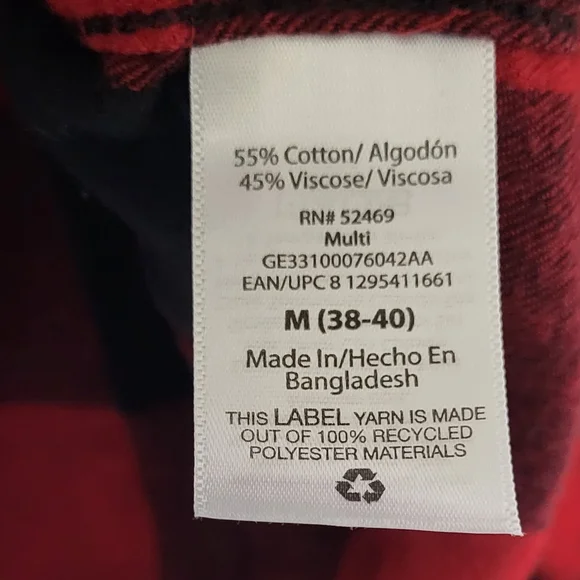George Men's Red/Black Plaid Flannel Long Sleeve Top Size Medium EUC - Picture 7 of 7